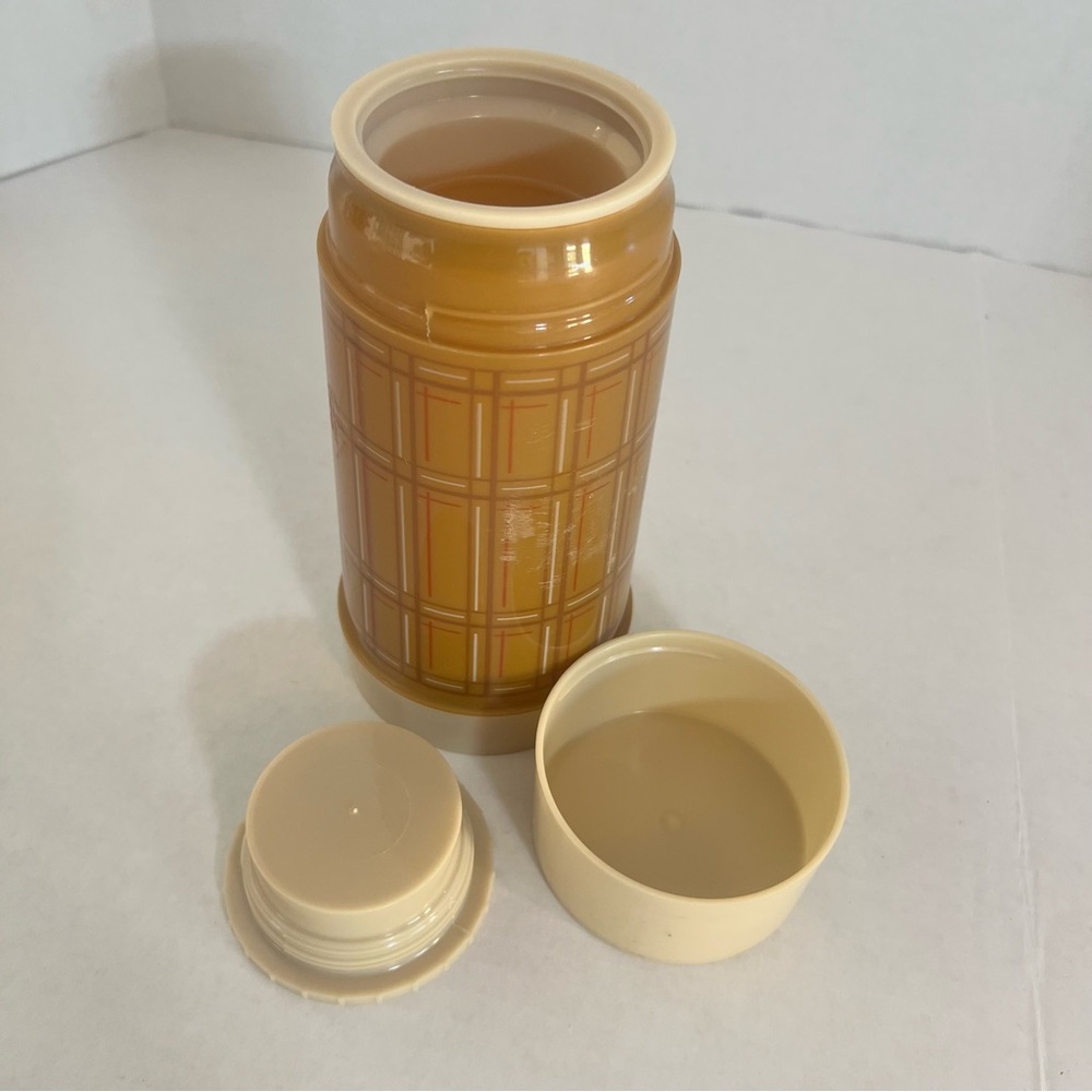 🤎 Aladdin Best Buy Wide Mouth LN thermos Stopper Cup Plaid EUC brown WM4020